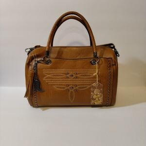 Sam & Hadley Western Studded Women's Satchel Handbag in Cognac NWT